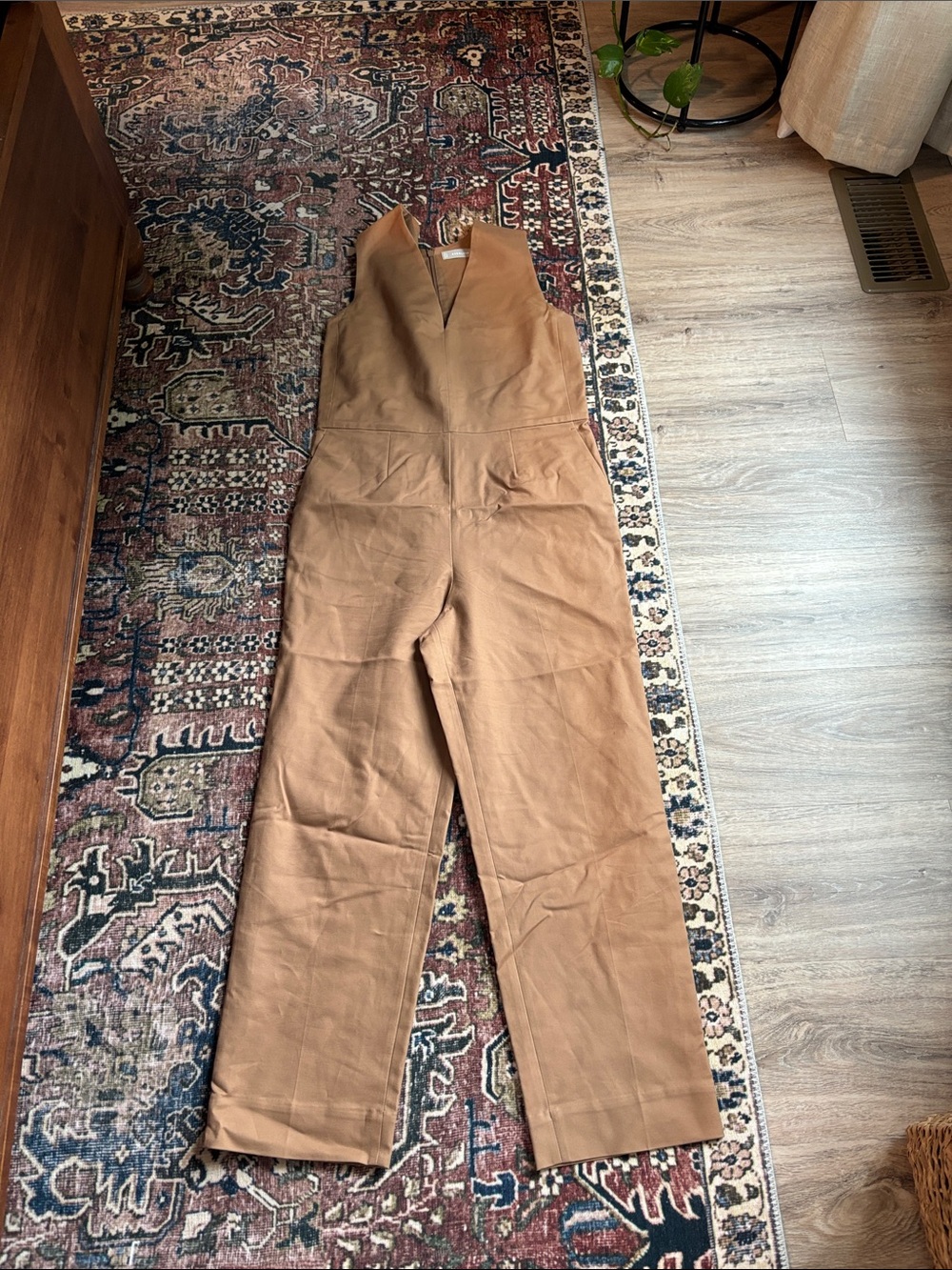 Everlane Tan Sleeveless V-Neck Jumpsuit